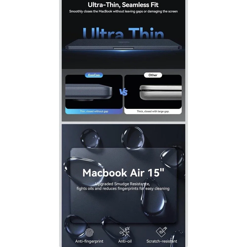 Case for MacBook Air 15 inch M5 M4 M3 M2 2026-2023 | Anti Crack, Midnight Blue